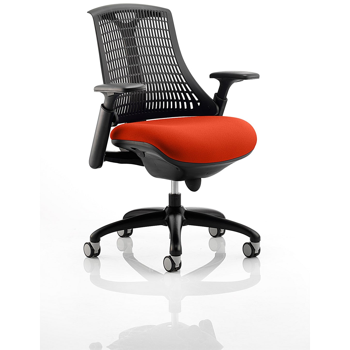 Flex Task Black Back and Frame Operator Chair, Height Adjustable Arms, Tabasco Orange