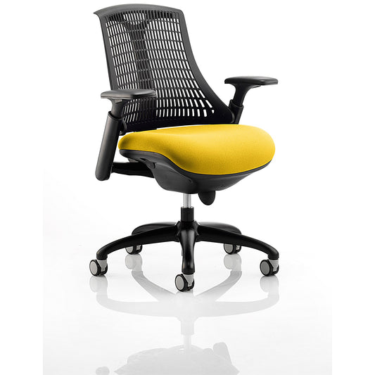 Flex Task Black Back and Frame Operator Chair, Height Adjustable Arms, Senna Yellow