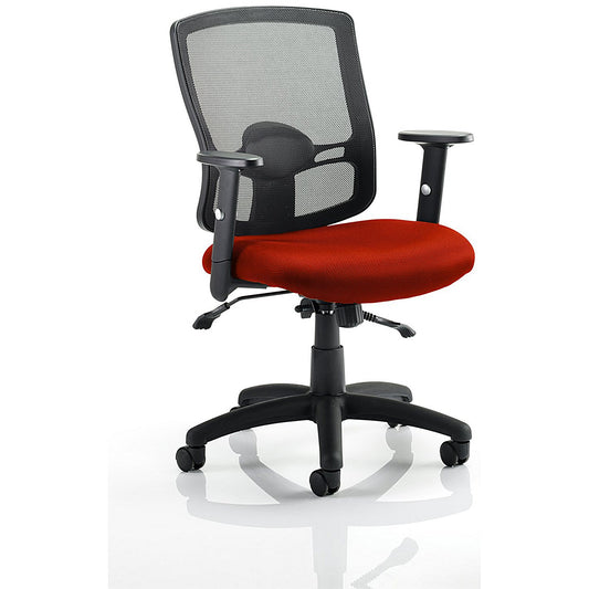 Portland II Operator Mesh Back Chair, Height Adjustable Arms, Tabasco Orange