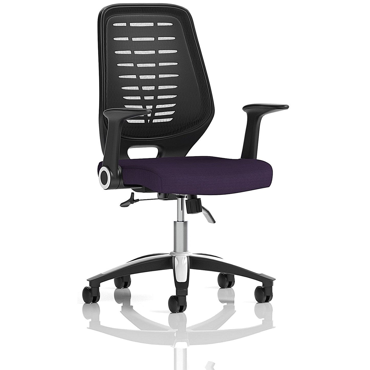 Relay Task Black Mesh Back Operator Chair, Folding Arms, Tansy Purple Easy2Order : KCUP0512