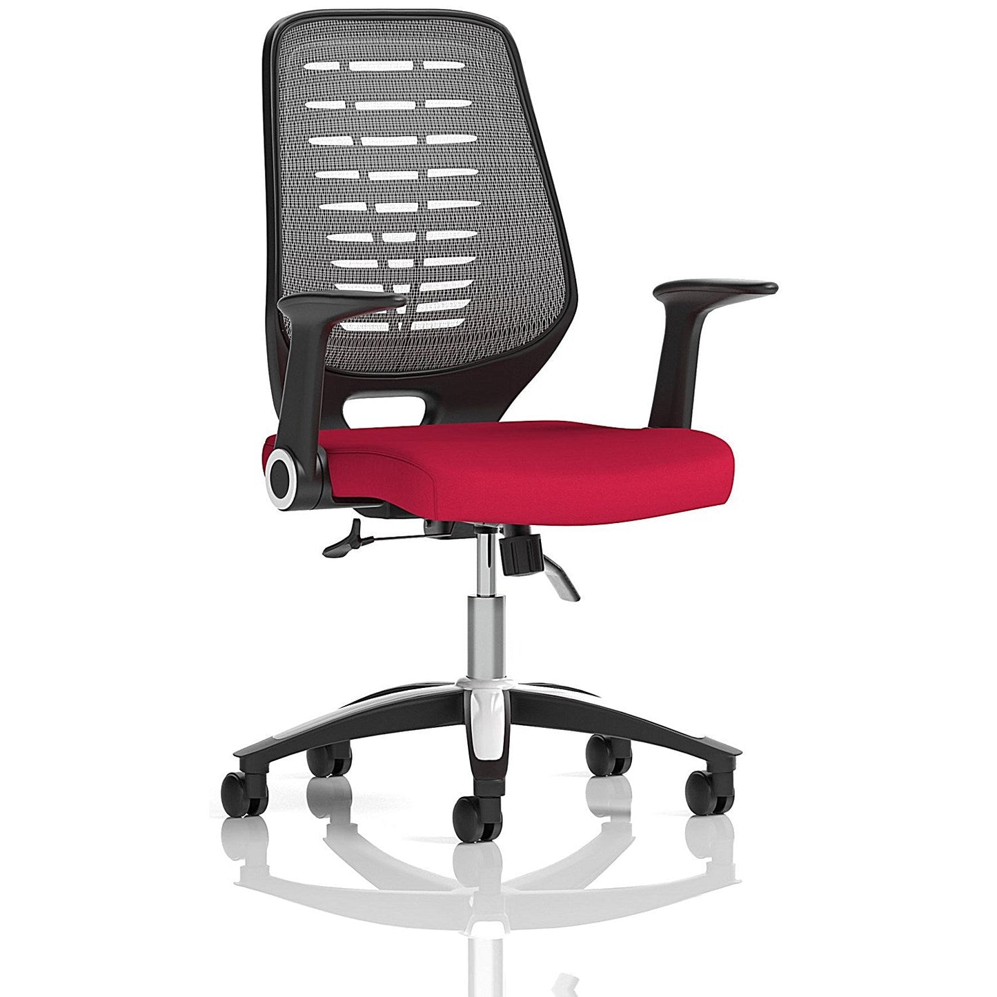 Relay Task Silver Mesh Back Operator Chair, Folding Arms, Bergamot Cherry Easy2Order : KCUP0513
