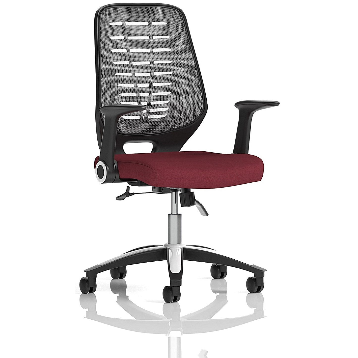 Relay Task Silver Mesh Back Operator Chair, Folding Arms, Ginseng Chilli Easy2Order : KCUP0518