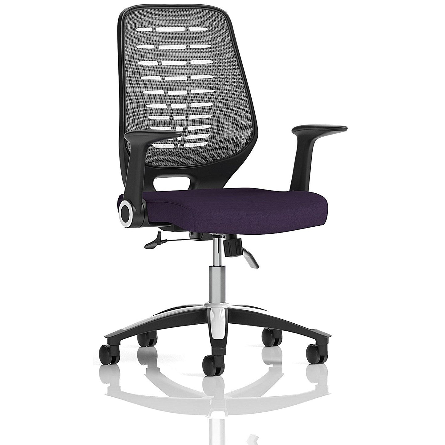 Relay Task Silver Mesh Back Operator Chair, Folding Arms, Tansy Purple Easy2Order : KCUP0520