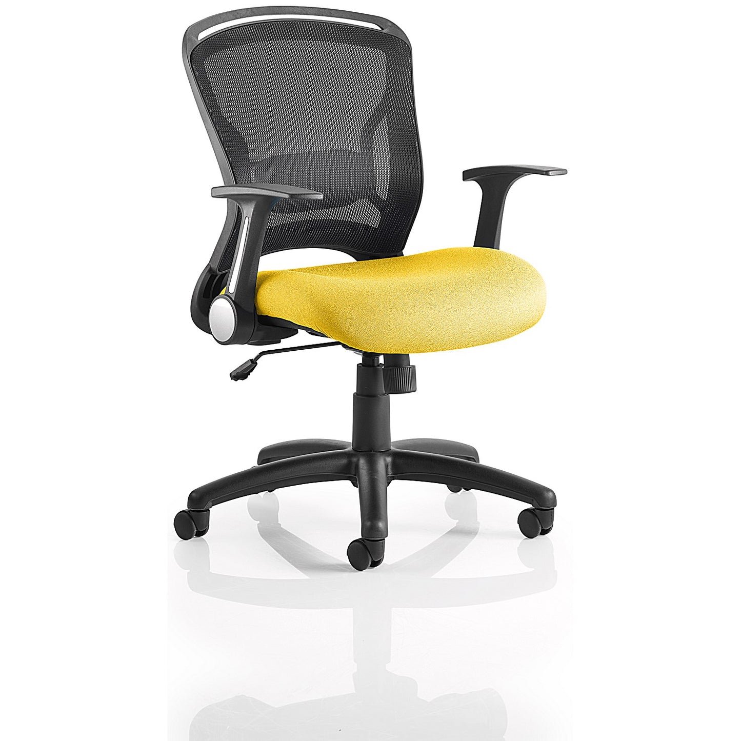 Zeus Task Mesh Back Operator Chair, Folding Arms, Senna Yellow