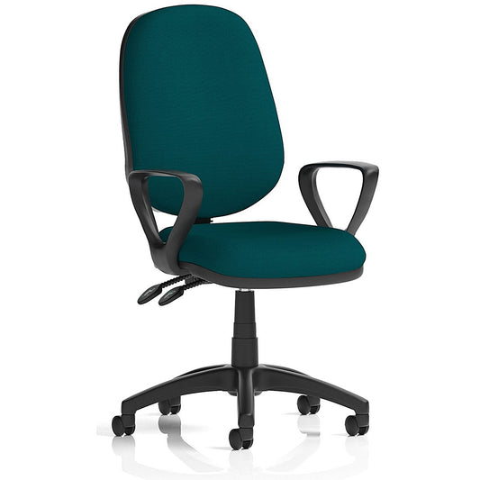 Eclipse Plus II Operator Chair, Fixed Height Arms, Maringa Teal