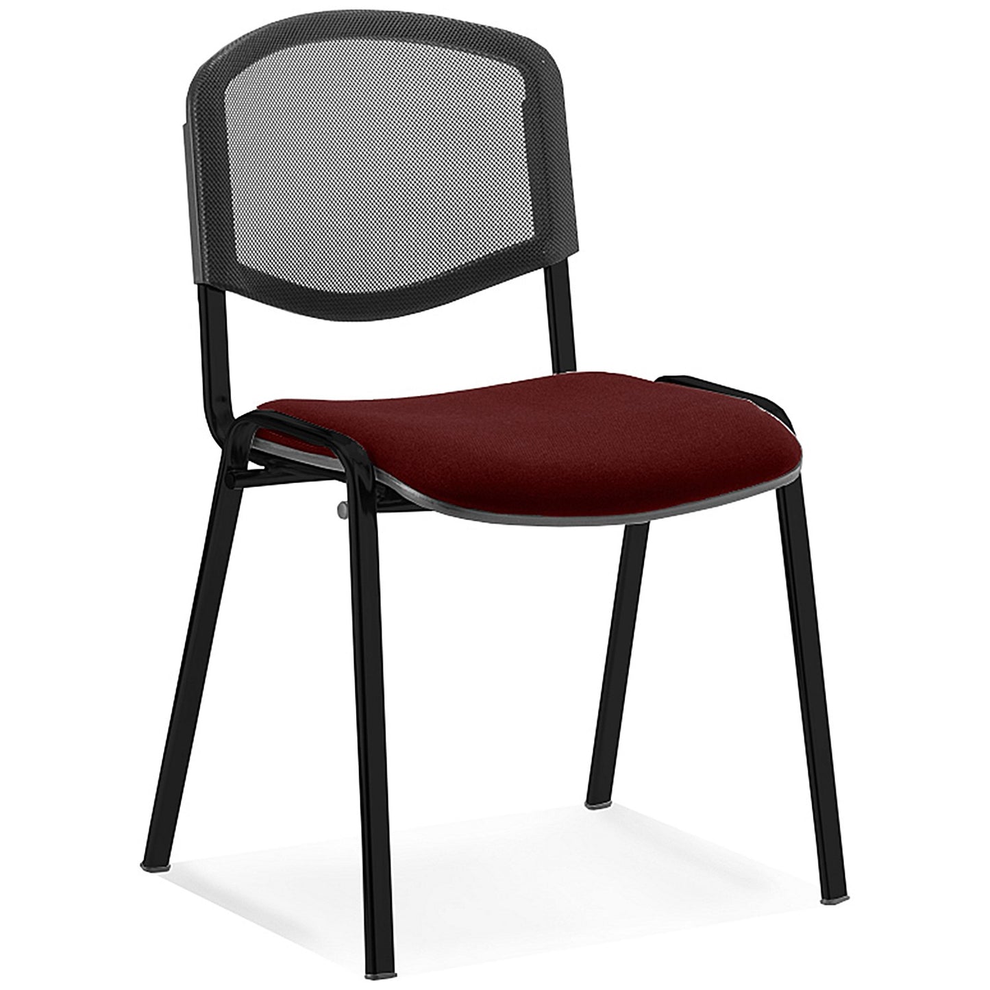 ISO Black Frame Mesh Back Stacking Chair, Ginseng Chilli Fabric Seat, Pack of 4