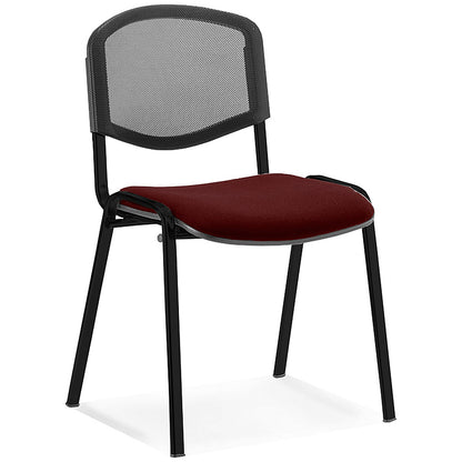 ISO Black Frame Mesh Back Stacking Chair, Ginseng Chilli Fabric Seat, Pack of 4