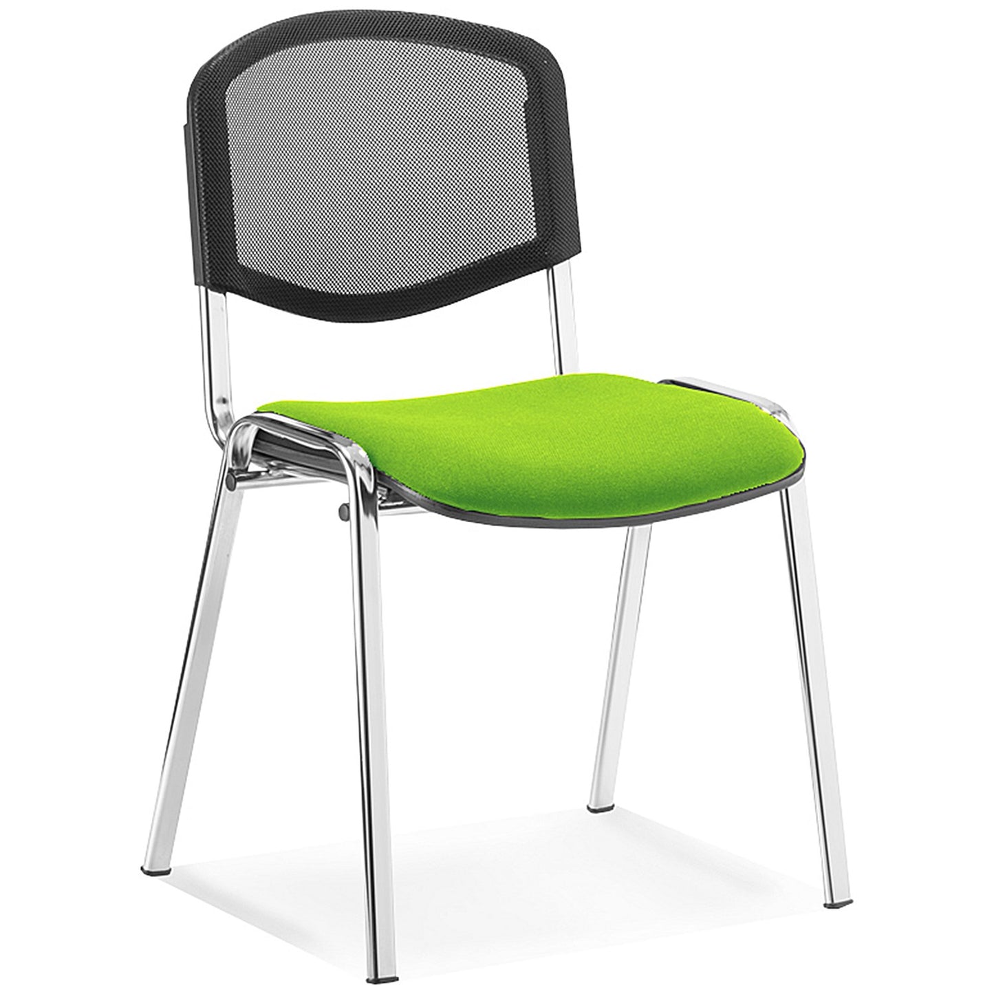 ISO Chrome Frame Mesh Back Stacking Chair, Myrrh Green Fabric Seat, Pack of 4