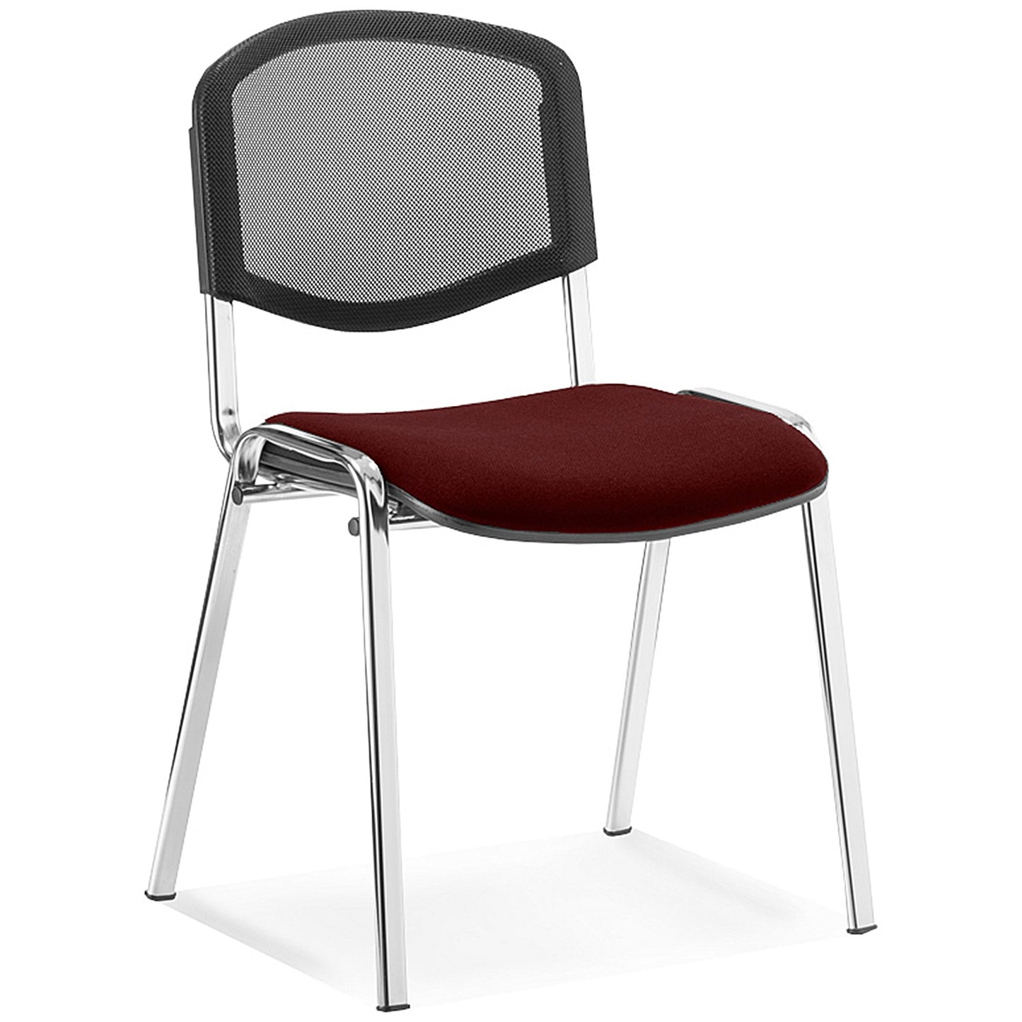 ISO Chrome Frame Mesh Back Stacking Chair, Ginseng Chilli Fabric Seat, Pack of 4