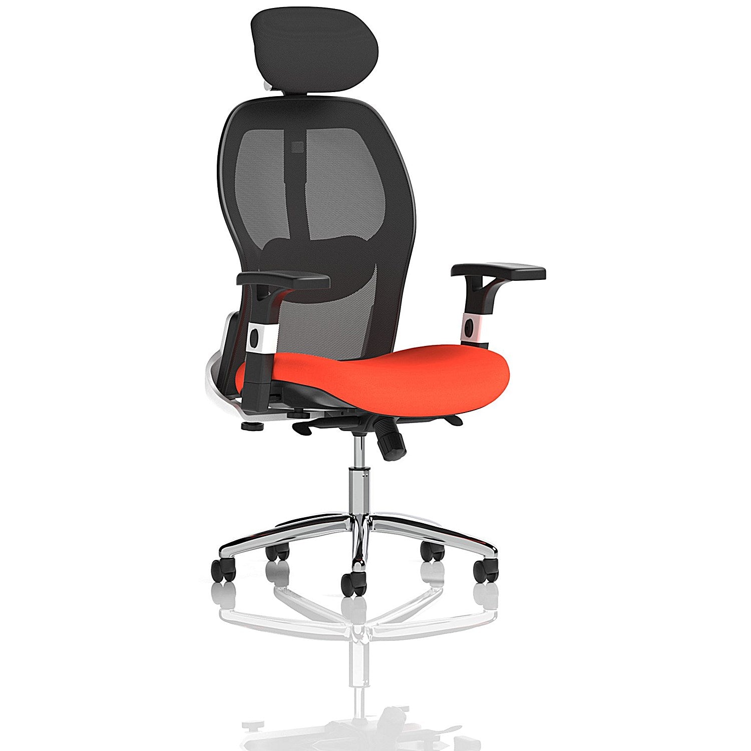 Sanderson II Mesh Back Operator Chair, Headrest, Height Adjustable Arms, Tabasco Orange Easy2Order : KCUP1357