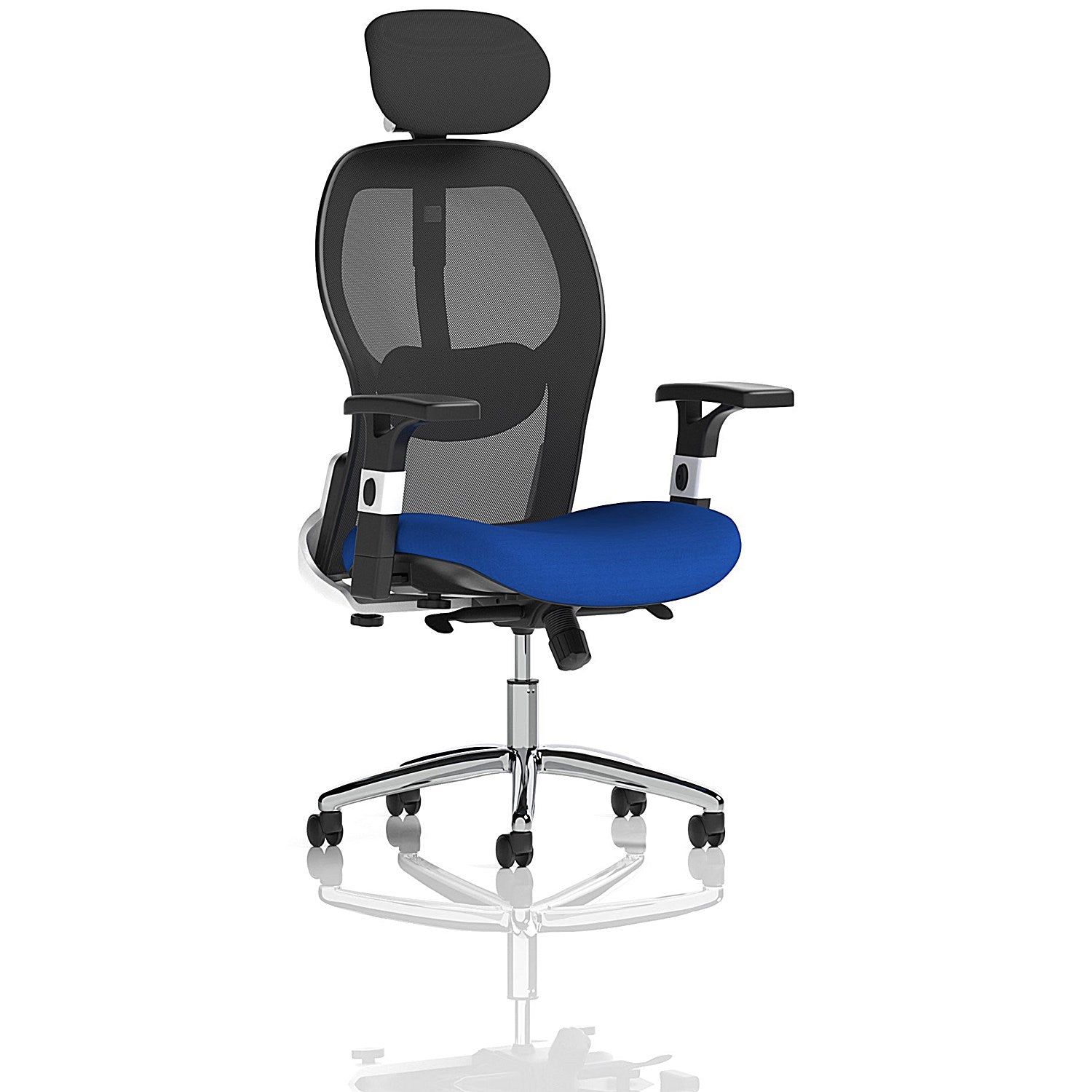 Sanderson II Mesh Back Operator Chair, Headrest, Height Adjustable Arms, Stevia Blue Easy2Order : KCUP1359