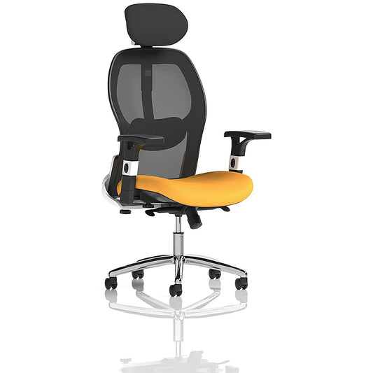 Sanderson II Mesh Back Operator Chair, Headrest, Height Adjustable Arms, Senna Yellow Easy2Order : KCUP1360