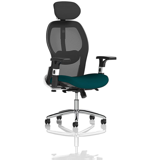 Sanderson II Mesh Back Operator Chair, Headrest, Height Adjustable Arms, Maringa Teal Easy2Order : KCUP1361