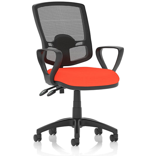 Eclipse Plus II Deluxe Mesh Back Operator Chair, Fixed Height Arms, Tabasco Orange