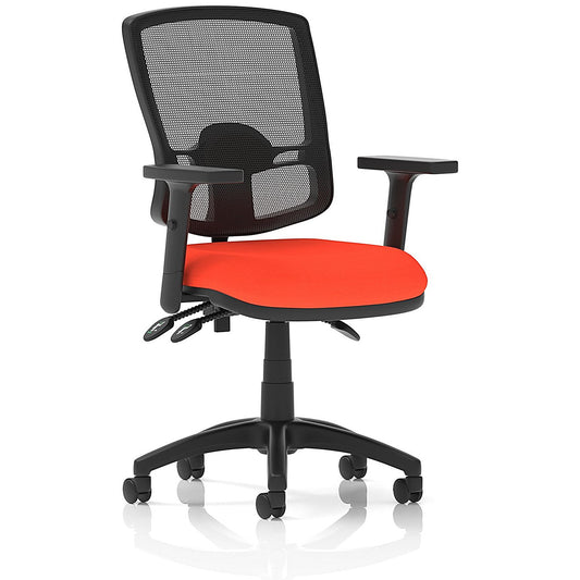 Eclipse Plus III Deluxe Mesh Back Operator Chair, Height Adjustable Arms, Tabasco Orange