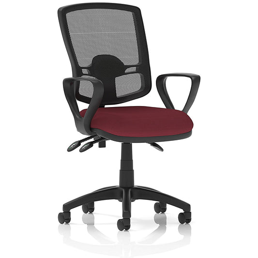 Eclipse Plus III Deluxe Mesh Back Operator Chair, Fixed Height Arms, Ginseng Chilli