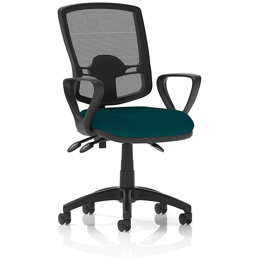 Eclipse Plus III Deluxe Mesh Back Operator Chair, Fixed Height Arms, Maringa Teal