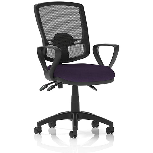 Eclipse Plus III Deluxe Mesh Back Operator Chair, Fixed Height Arms, Tansy Purple Easy2Order : KCUP1690