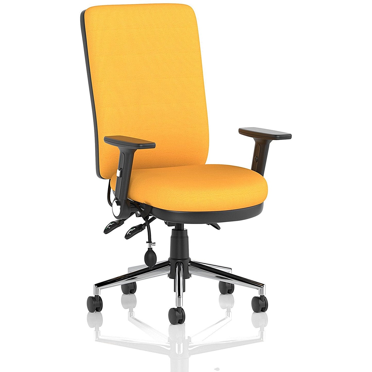 Chiro High Back Task Operators Chair, Height Adjustable & Folding Arms, Senna Yellow Easy2Order : KCUP1956