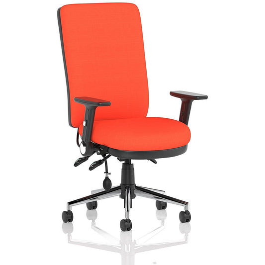 Chiro High Back Task Operators Chair, Height Adjustable & Folding Arms, Tabasco Orange Easy2Order : KCUP1958