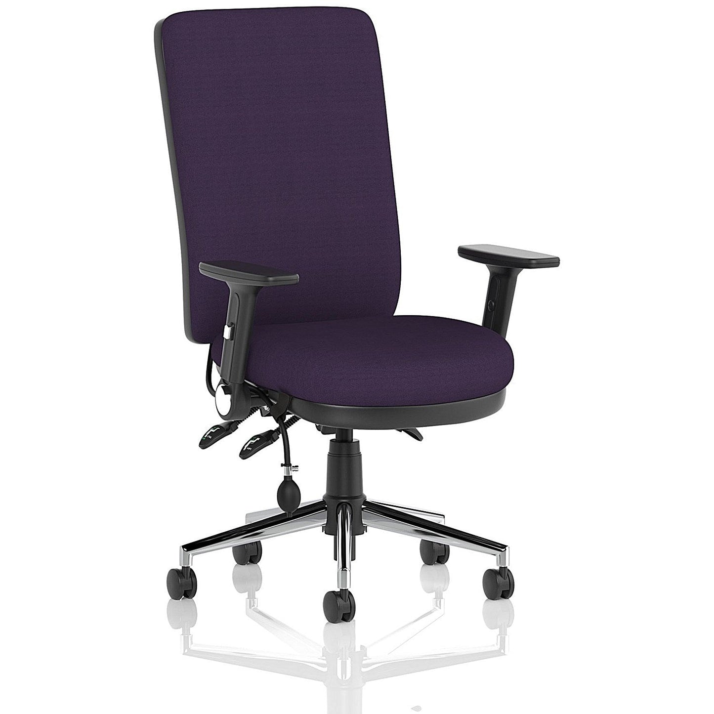 Chiro High Back Task Operators Chair, Height Adjustable & Folding Arms, Tansy Purple Easy2Order : KCUP1959