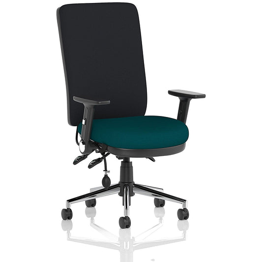 Chiro High Back Task Operators Chair, Height Adjustable & Folding Arms, Maringa Teal Easy2Order : KCUP1962