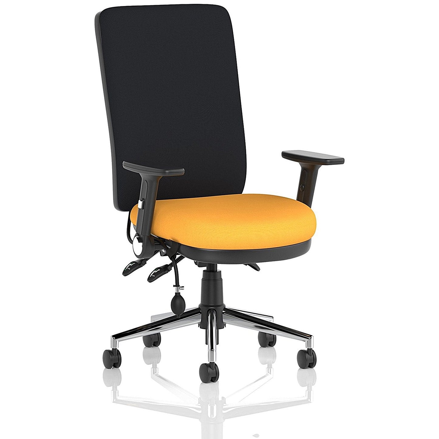 Chiro High Back Task Operators Chair, Height Adjustable & Folding Arms, Senna Yellow Easy2Order : KCUP1964