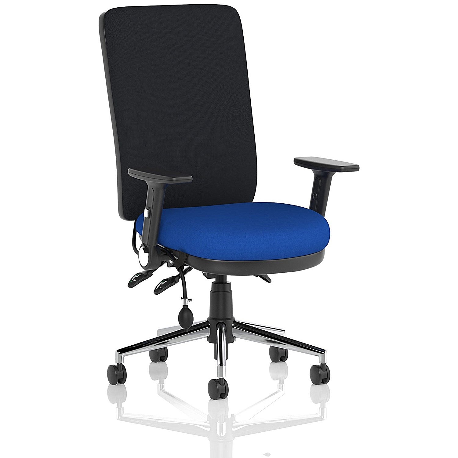 Chiro High Back Task Operators Chair, Height Adjustable & Folding Arms, Stevia Blue Easy2Order : KCUP1965