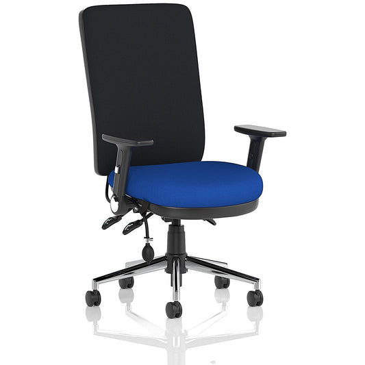 Chiro High Back Task Operators Chair, Height Adjustable & Folding Arms, Stevia Blue Easy2Order : KCUP1965