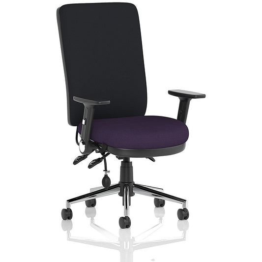 Chiro High Back Task Operators Chair, Height Adjustable & Folding Arms, Tansy Purple Easy2Order : KCUP1967