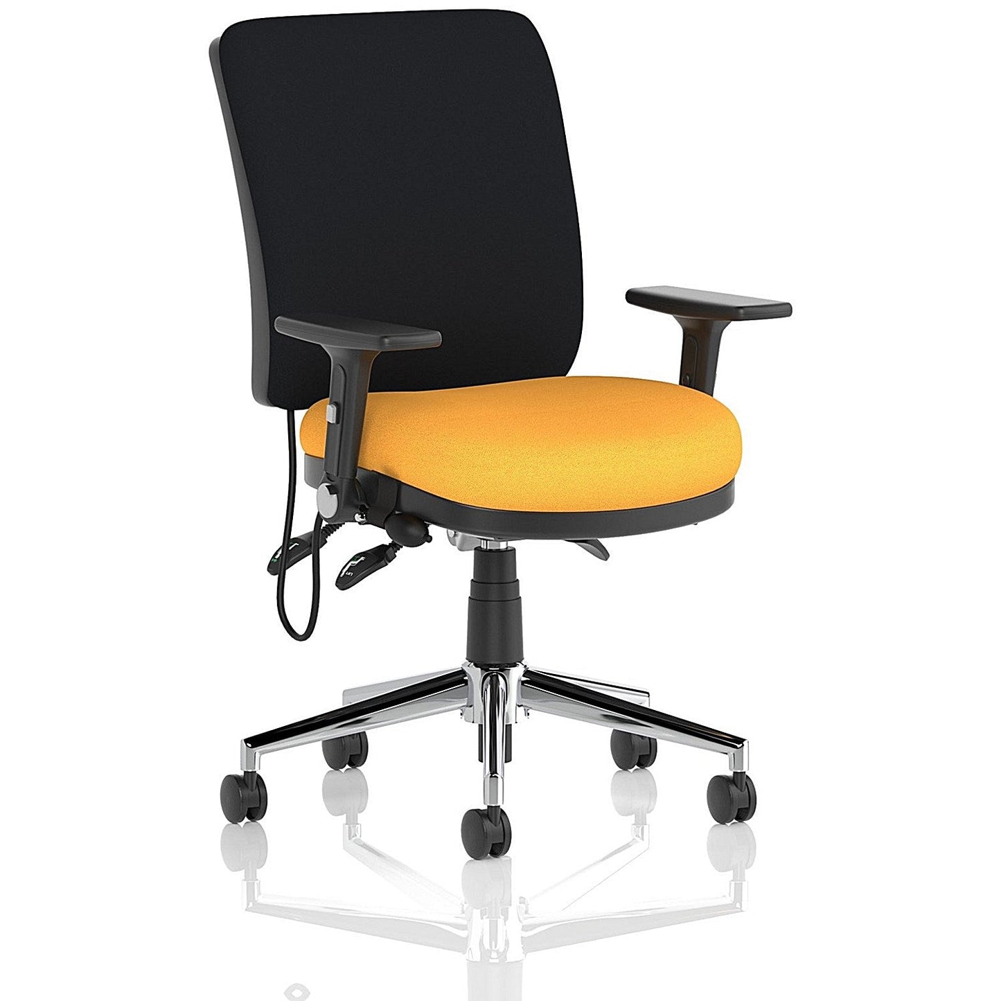 Chiro Medium Back Task Operators Chair, Height Adjustable & Folding Arms, Senna Yellow Easy2Order : KCUP1980