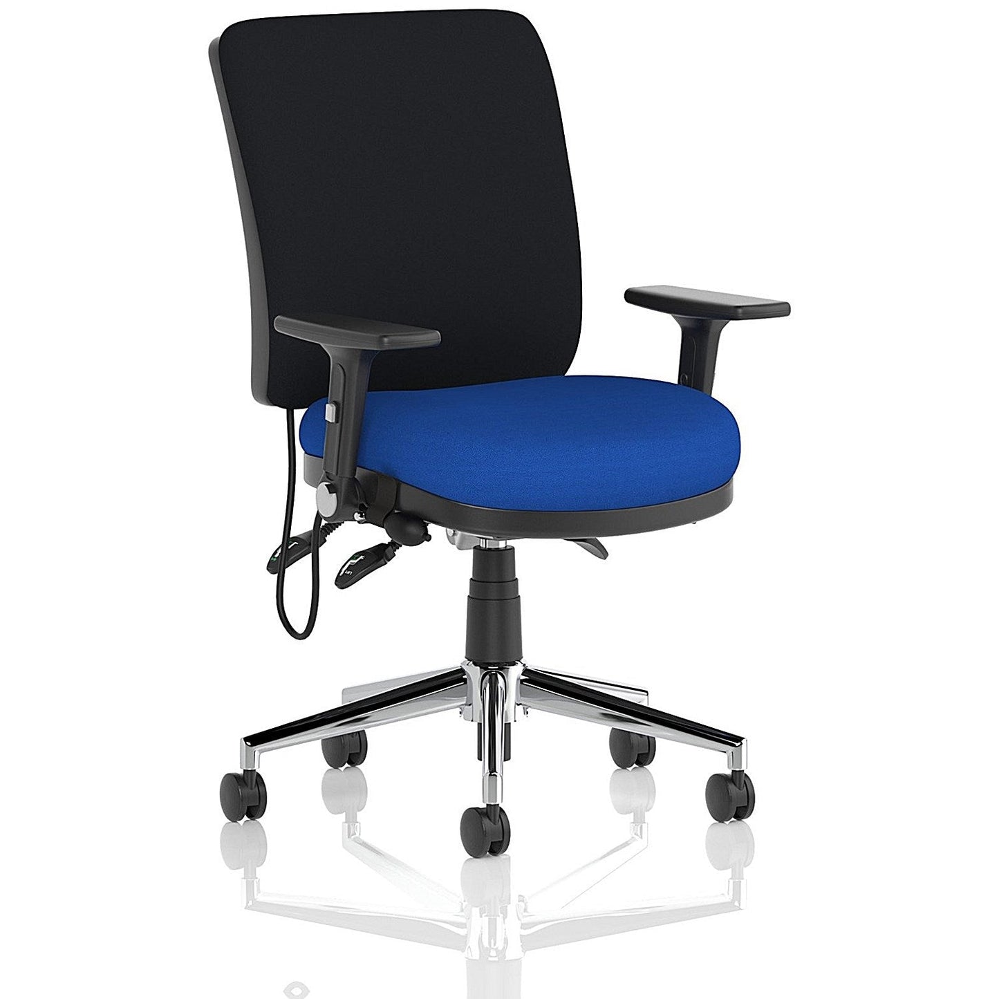 Chiro Medium Back Task Operators Chair, Height Adjustable & Folding Arms, Stevia Blue Easy2Order : KCUP1981