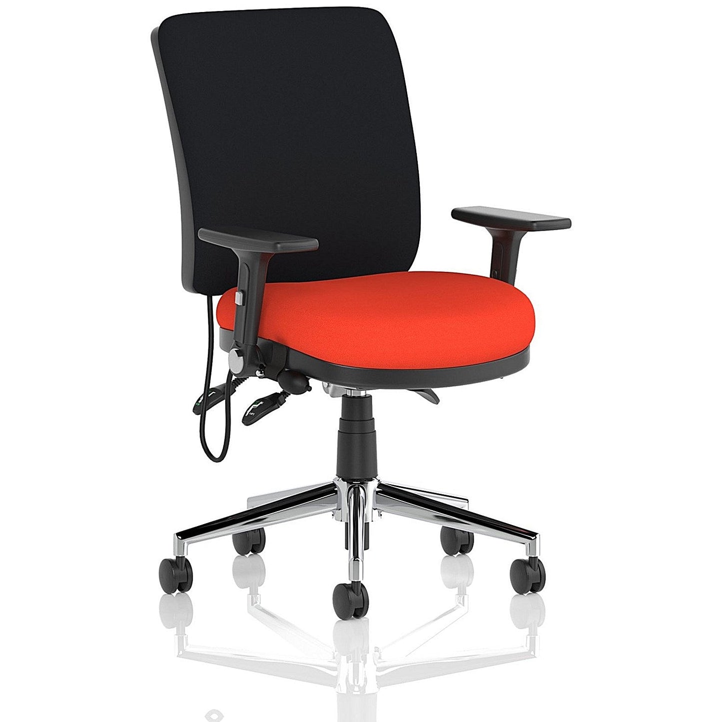 Chiro Medium Back Task Operators Chair, Height Adjustable & Folding Arms, Tabasco Orange Easy2Order : KCUP1982