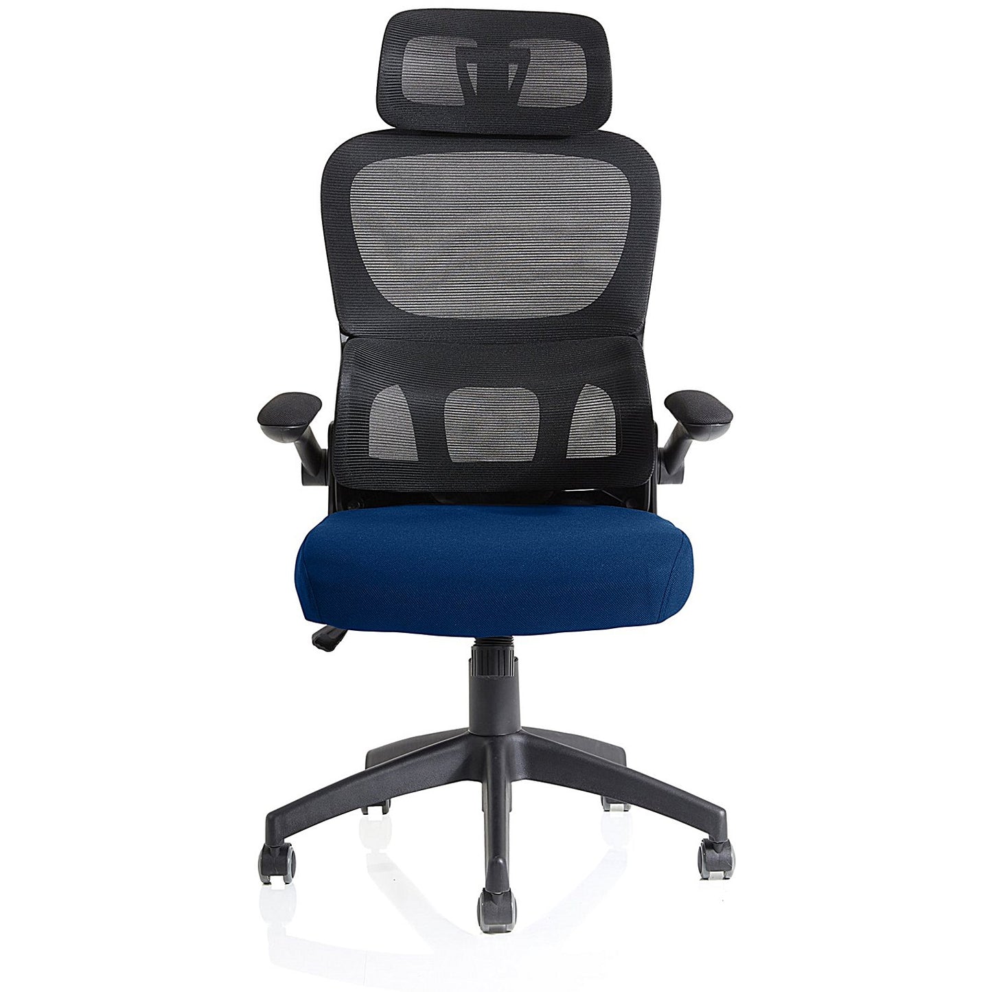 Iris Task Mesh Back Operator Chair, Headrest, Folding Arms, Stevia Blue