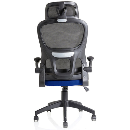 Iris Task Mesh Back Operator Chair, Headrest, Folding Arms, Stevia Blue