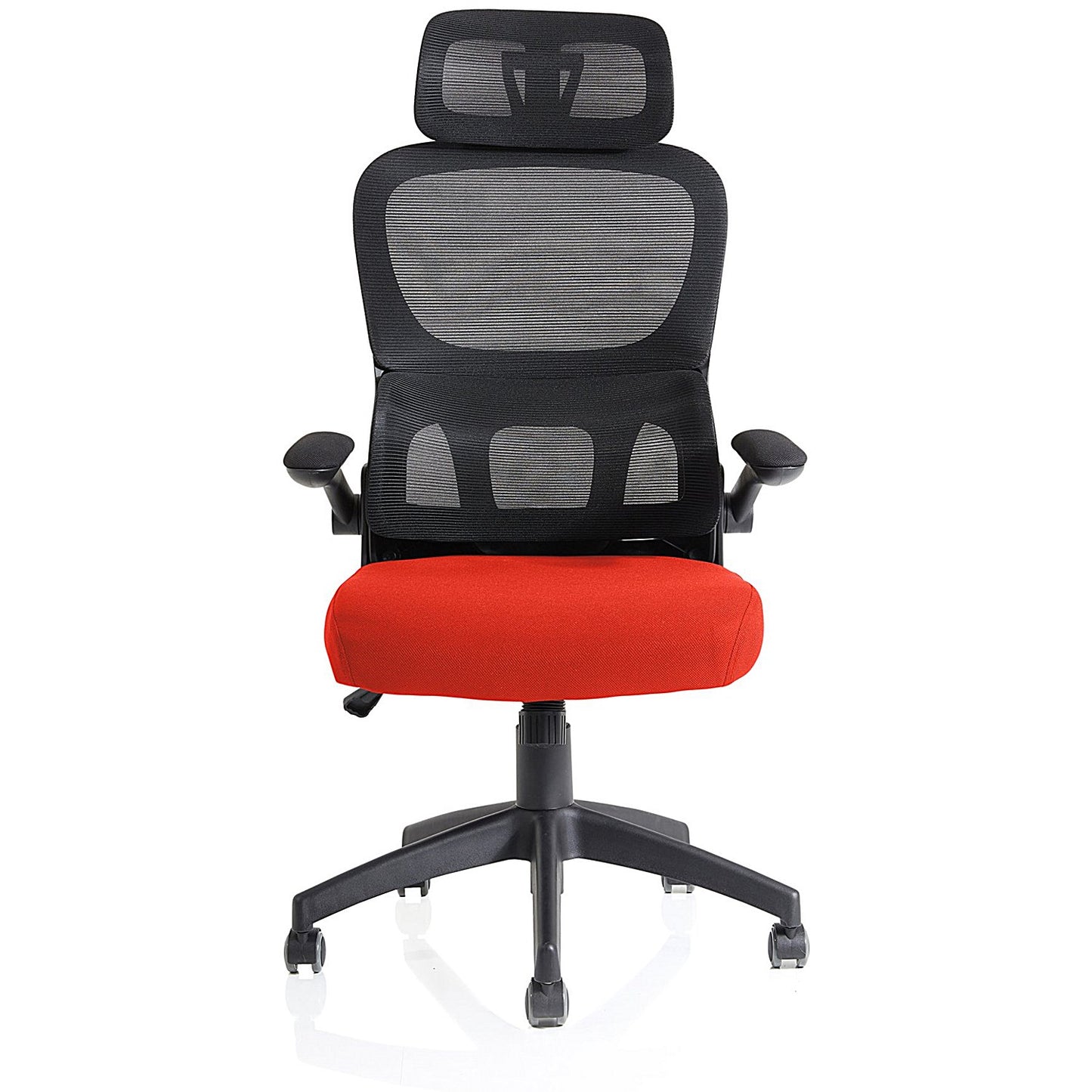 Iris Task Mesh Back Operator Chair, Headrest, Folding Arms, Tabasco Orange