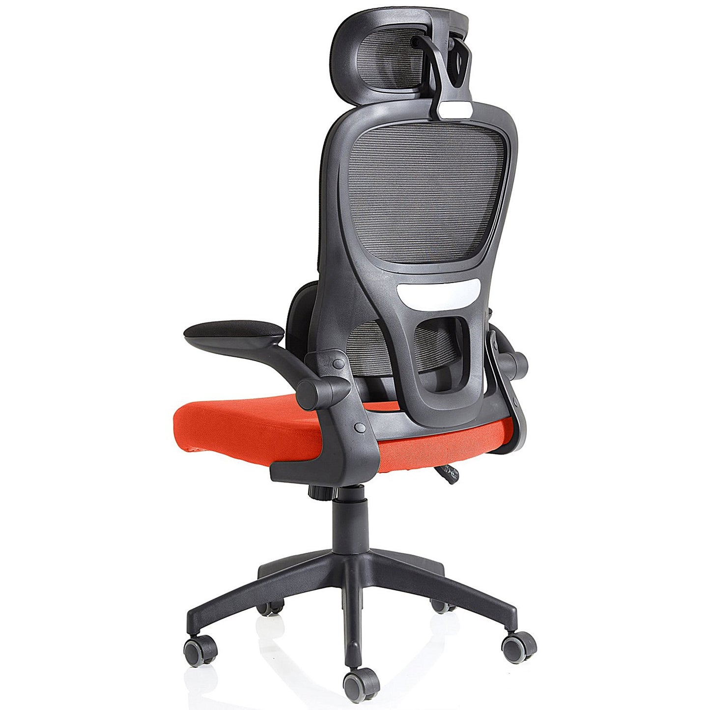 Iris Task Mesh Back Operator Chair, Headrest, Folding Arms, Tabasco Orange