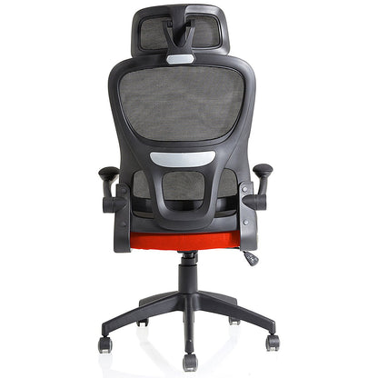 Iris Task Mesh Back Operator Chair, Headrest, Folding Arms, Tabasco Orange