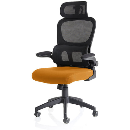 Iris Task Mesh Back Operator Chair, Headrest, Folding Arms, Senna Yellow