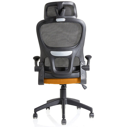 Iris Task Mesh Back Operator Chair, Headrest, Folding Arms, Senna Yellow