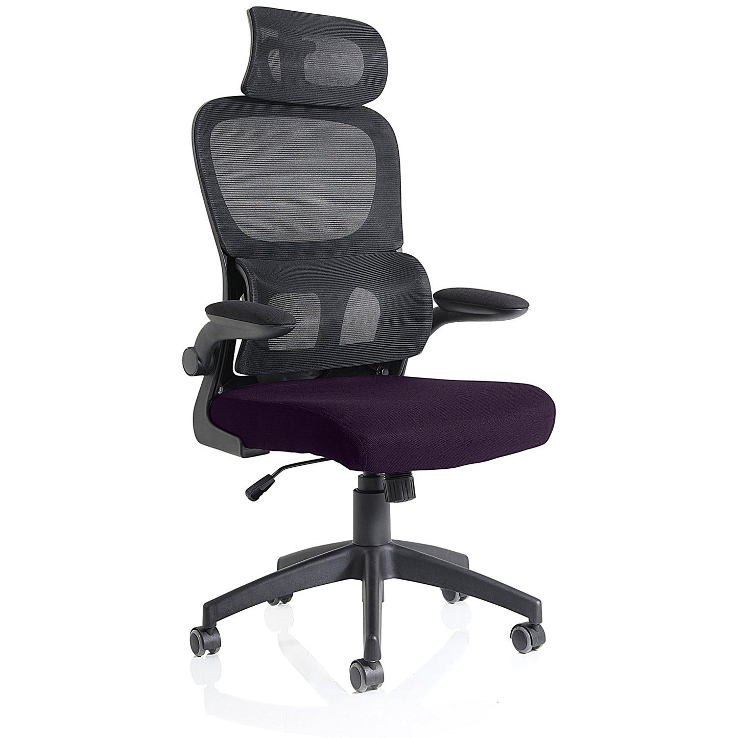 Iris Task Mesh Back Operator Chair, Headrest, Folding Arms, Tansy Purple