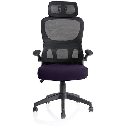 Iris Task Mesh Back Operator Chair, Headrest, Folding Arms, Tansy Purple