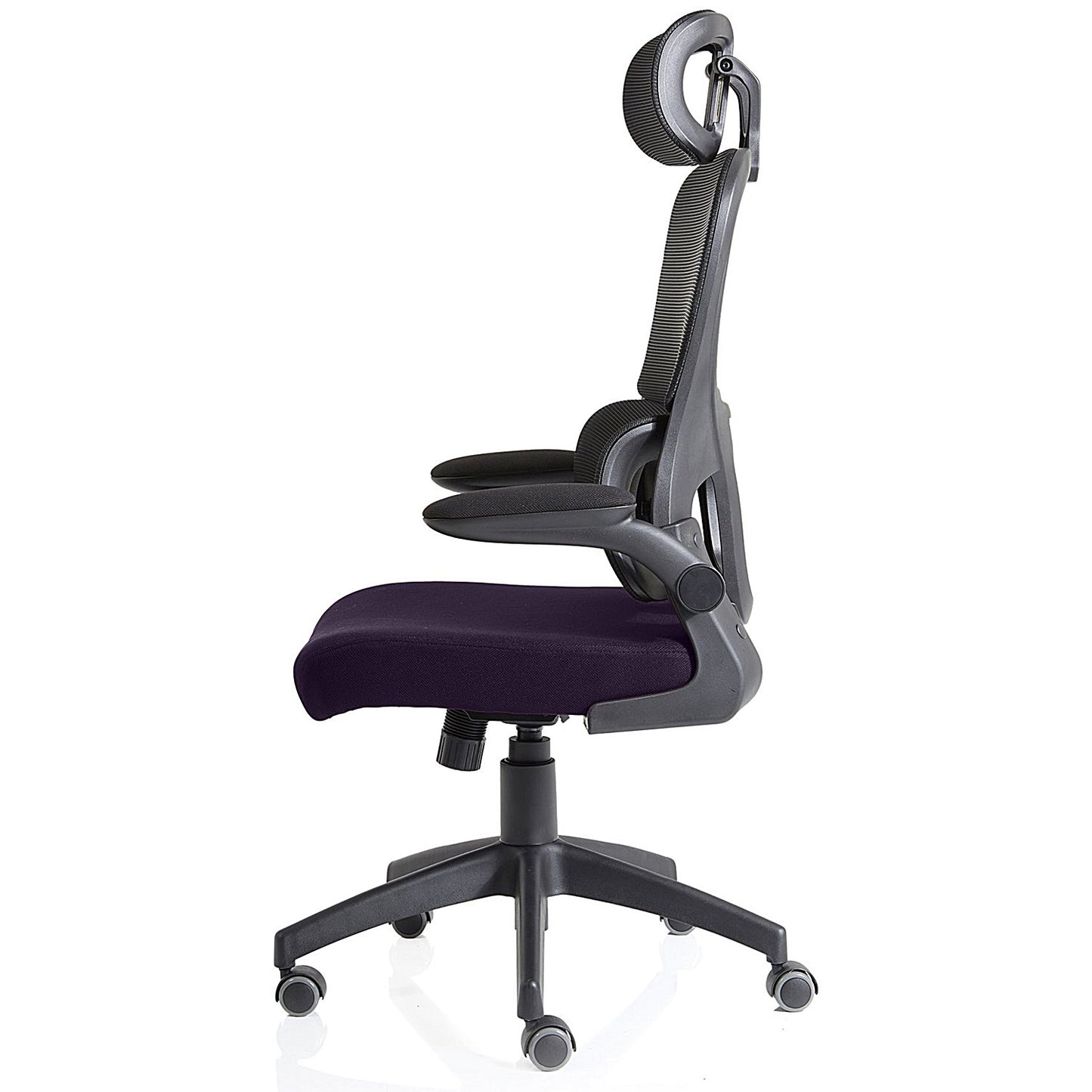 Iris Task Mesh Back Operator Chair, Headrest, Folding Arms, Tansy Purple