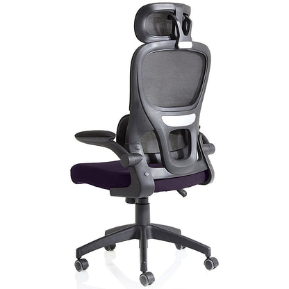 Iris Task Mesh Back Operator Chair, Headrest, Folding Arms, Tansy Purple