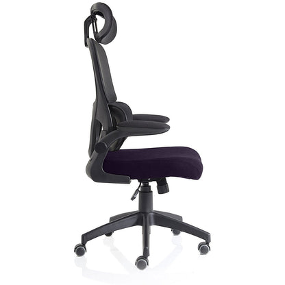 Iris Task Mesh Back Operator Chair, Headrest, Folding Arms, Tansy Purple