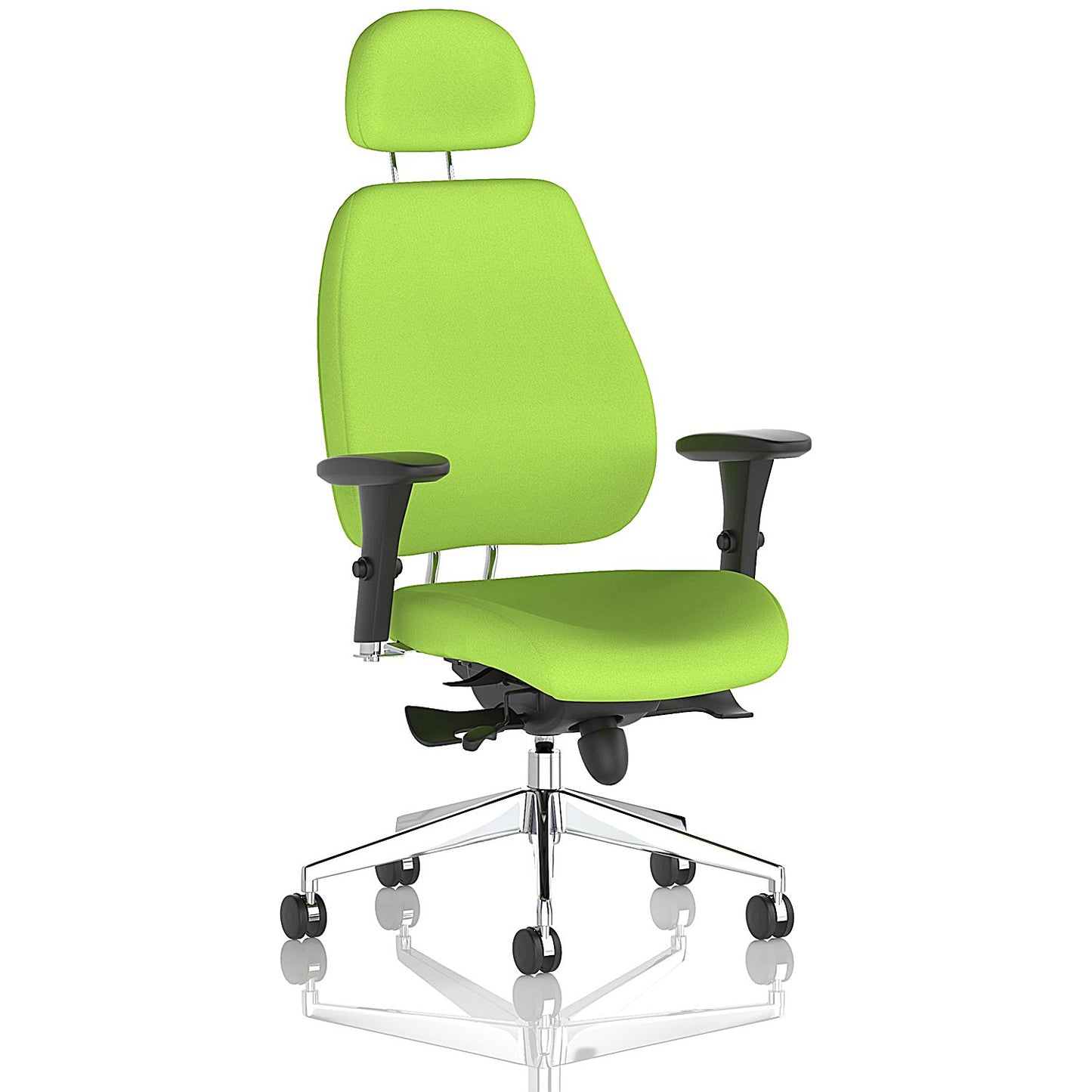 Chiro Plus Posture Chair, Headrest, Height Adjustable Arms, Myrrh Green