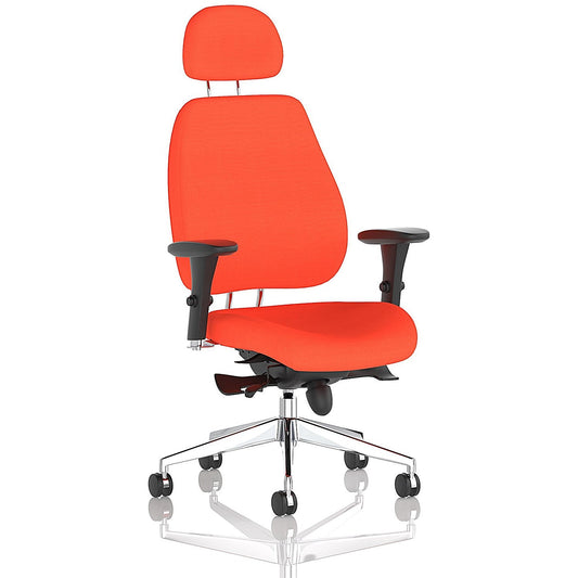 Chiro Plus Posture Chair, Headrest, Height Adjustable Arms, Tabasco Orange Easy2Order : KCUP2052