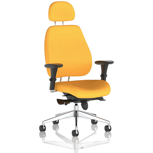 Chiro Plus Posture Chair, Headrest, Height Adjustable Arms, Senna Yellow
