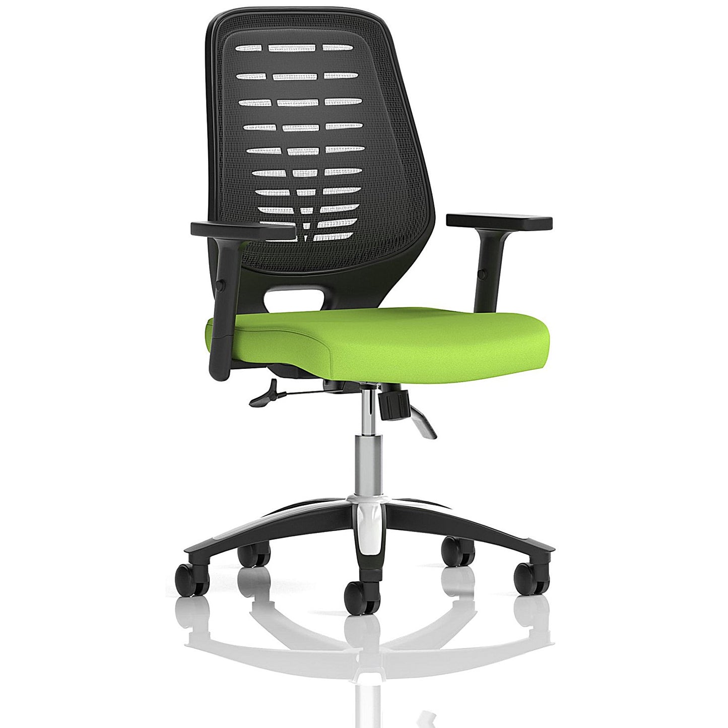 Relay Black Mesh Back Task Operator Chair, Height Adjustable Arms, Myrrh Green