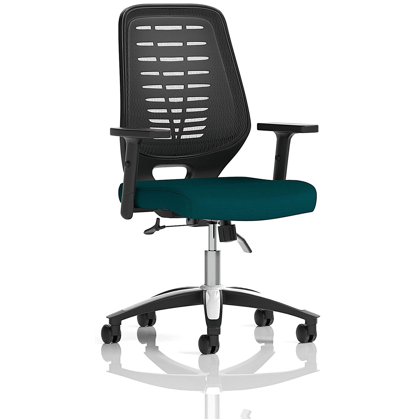 Relay Black Mesh Back Task Operator Chair, Height Adjustable Arms, Maringa Teal
